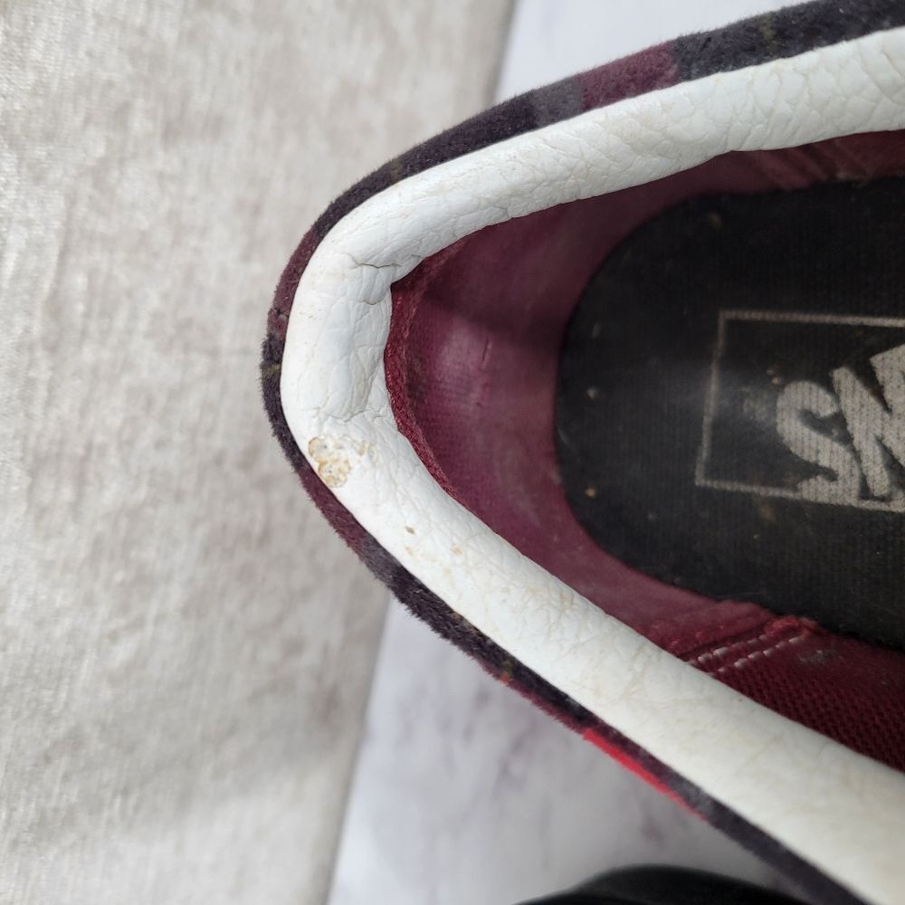 VANS Old Skool Stackform Shoes Red Suede Red & Black Plaid Platform Sneakers - Picture 6 of 13